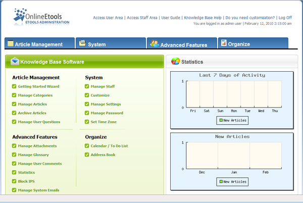 Omnistar Knowledgebase Software software