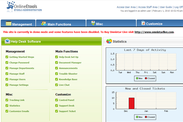 Omnistar Help Desk Software 8.2